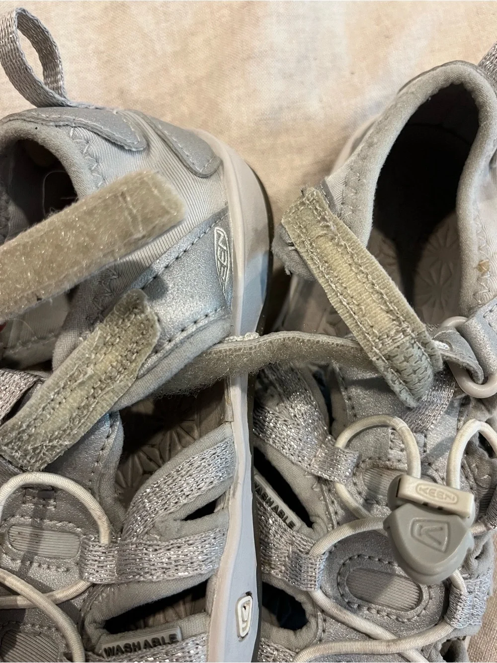 Keen Kids Silver Glitter Outdoor Sandal - Breathable Closed-Toe Shoe
